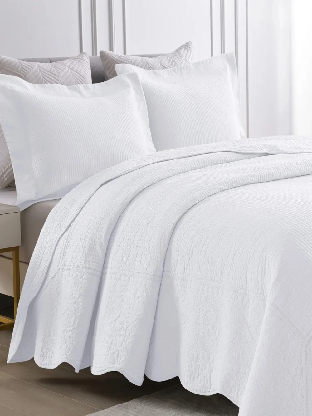 3 PIECE 100% COTTON QUILT SET, OVERSIZED LIGHTWEIGHT TEXTURED BEDSPREAD